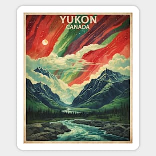 Yukon Canada Starry Night Vintage Travel Poster Tourism Sticker